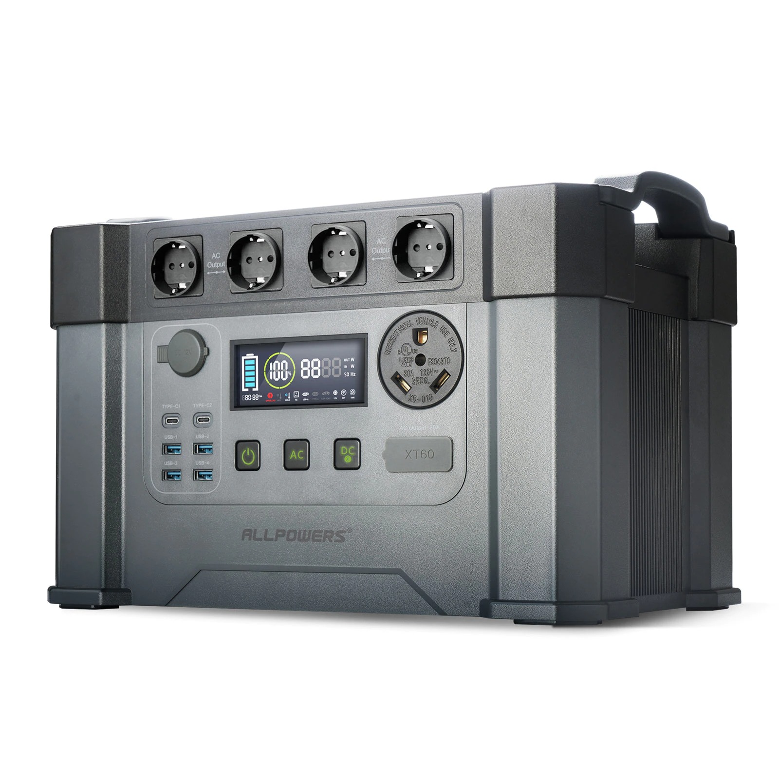 renewable, S2000 Portable Power Station 1500Wh  2400W Emergency Backup High-power Power Supply for Home / Outdoor，Power outage