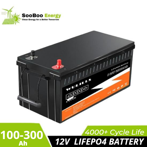 renewable, 12V 100-300Ah LiFePO4 Battery Lithium Iron Phosphate Battery Built-in BMS for Solar Power System House Trolling Motor