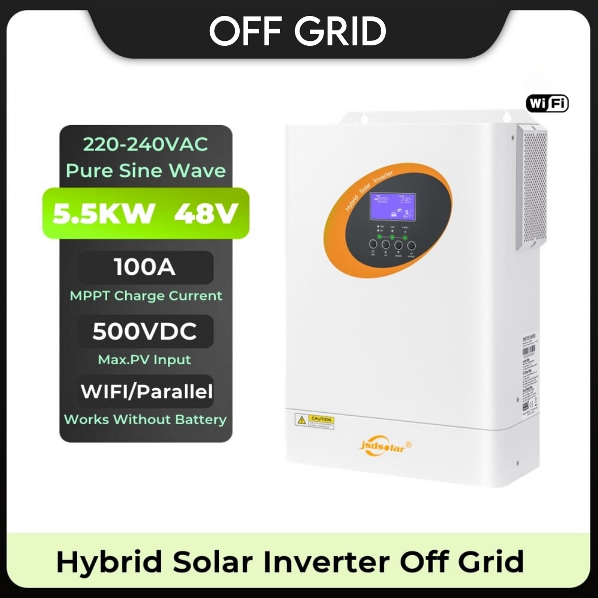 , 5.5KW Hybrid Solar Inverter 48V 220V MPPT 100A Solar Charger Pure Sine Wave OFF Grid Solar Invertor With Parallel &#038; WIFI