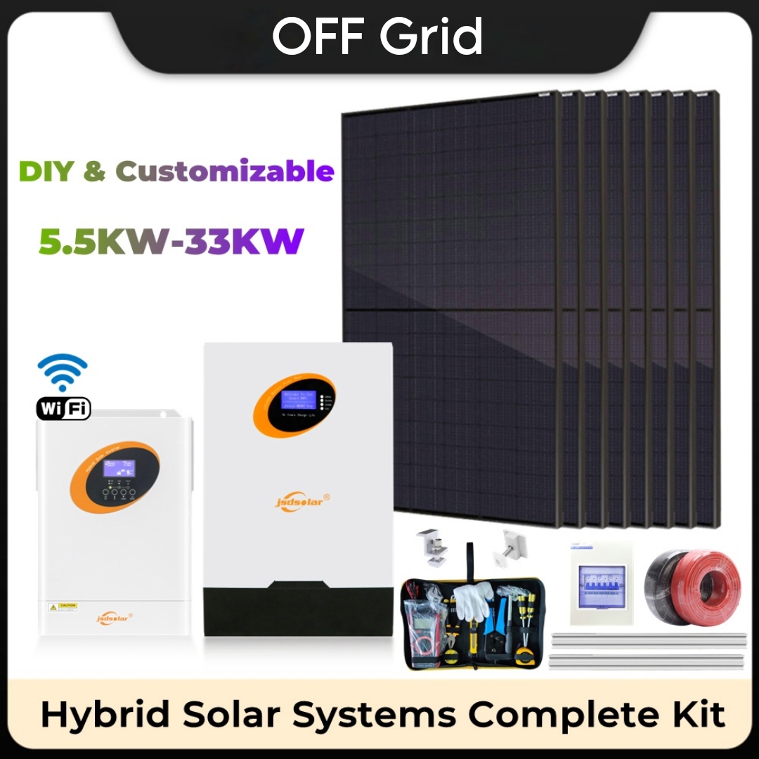 , OFF Grid Solar Systems Complete Kit 5.5KW/11KW/16.5KW/22KW/27.5KW/33KW Wifi Monitoring Hybrid Solar Systems for Home Office Dormitory Farm