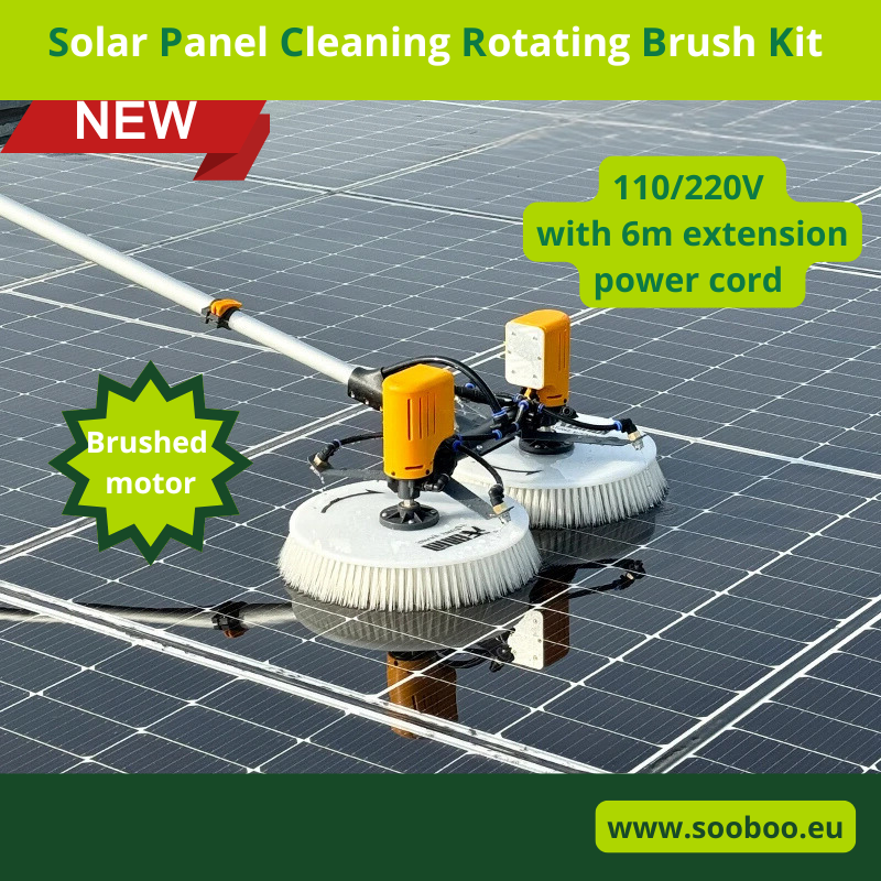 , Solar Panel Cleaning Rotating Brush 6M Kit With Telescopic Tool